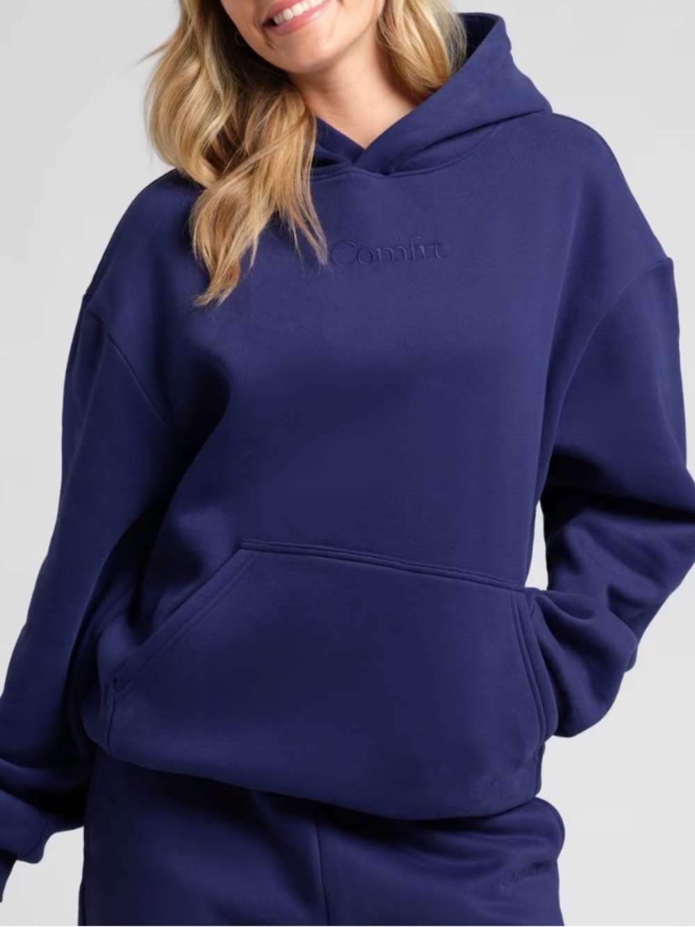 Comfort Embossed Navy Hoodie